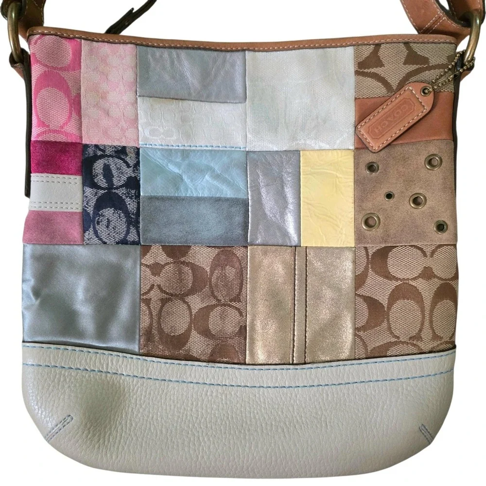Coach Y2K Patchwork Hobo Bag Medium Colorful Leather Suede Signature Logo 10018